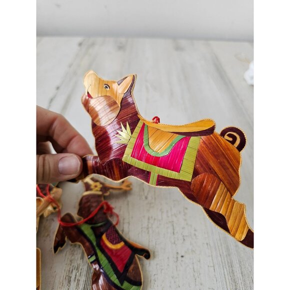 Vintage wooden rabbit deer goat pig ornament bamboo bunny unique axis tree - Picture 11 of 13